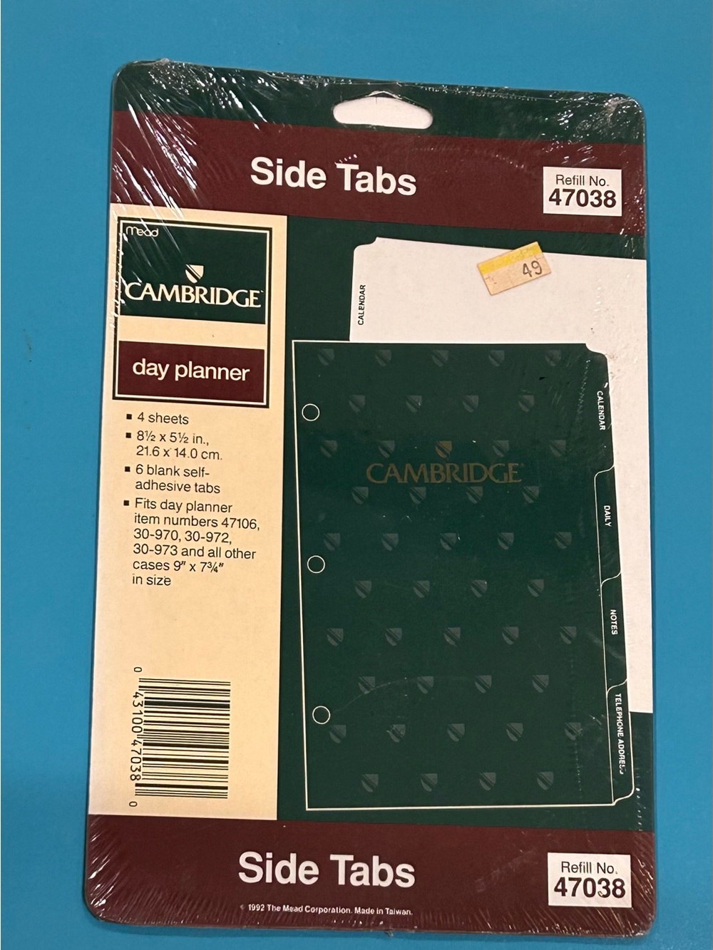 9-packs Cambridge Day Planner Side Tabs Refill 47038